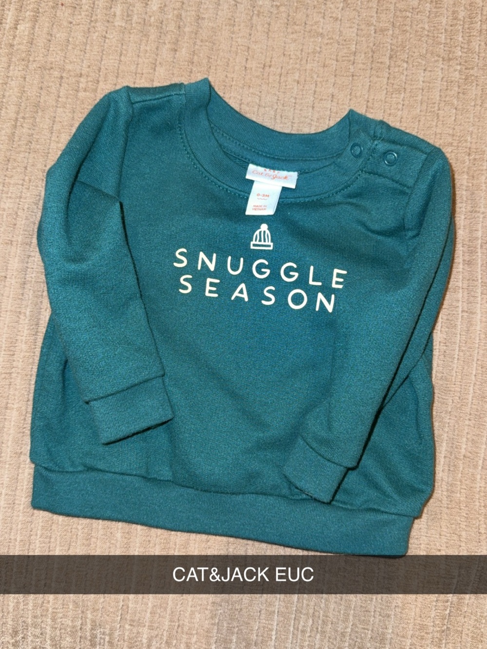 Cat & Jack Teal "SNUGGLE SEASON" Baby Sweatshirt